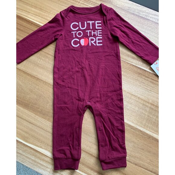 Cat & Jack Babies Sleepwear 1 Piece Pajamas "Cute To The Core" Long Sleeve 12M - Picture 7 of 8